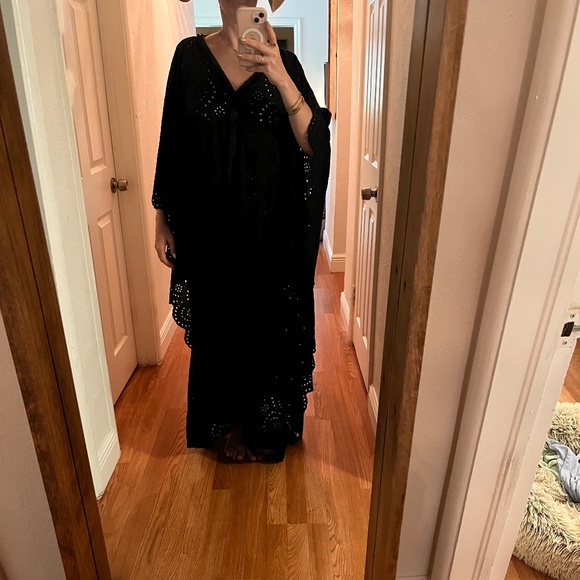 Black Cotton Caftan/kaftan summer essential - Picture 1 of 6